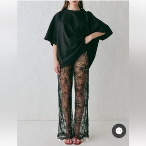 NWT VRG GRL Black Oversized Willow Tee with Lace Pants (BOTH ITEMS)